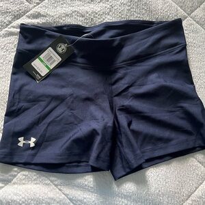 Under Armour Heat Gear Compression Spandex Shorts - Navy Large